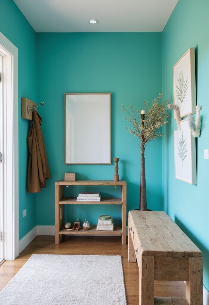 16 Entryway Color Ideas That'll Wow Your Guests from the Moment They Step In! - 1. Bold Turquoise for an Inviting Vibe