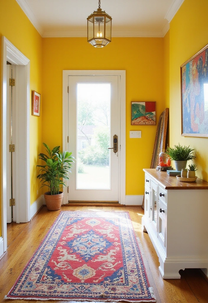 16 Entryway Color Ideas That'll Wow Your Guests from the Moment They Step In! - 5. Sunny Yellow for a Bright and Cheerful Entryway