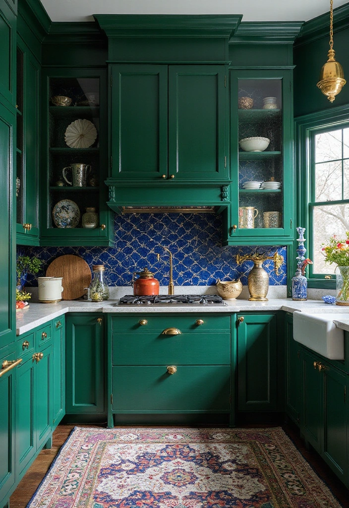 15 Colorful Kitchen Ideas That Will Make Cooking a Joy (You Won't Believe #8!) - 9. Jewel Tones for a Luxurious Touch