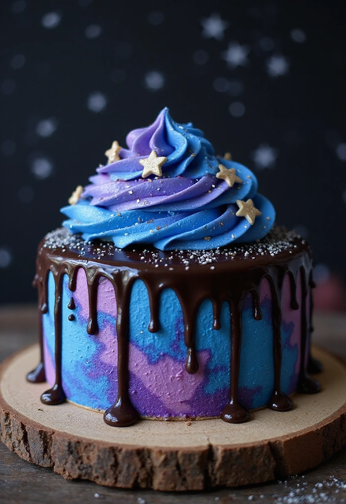 15 Unique Birthday Cake Ideas That Will Leave Everyone Speechless! - 2. Galaxy Drip Cake