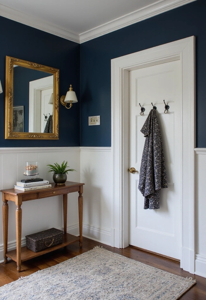 16 Entryway Color Ideas That'll Wow Your Guests from the Moment They Step In! - 11. Classic Navy for Timeless Elegance