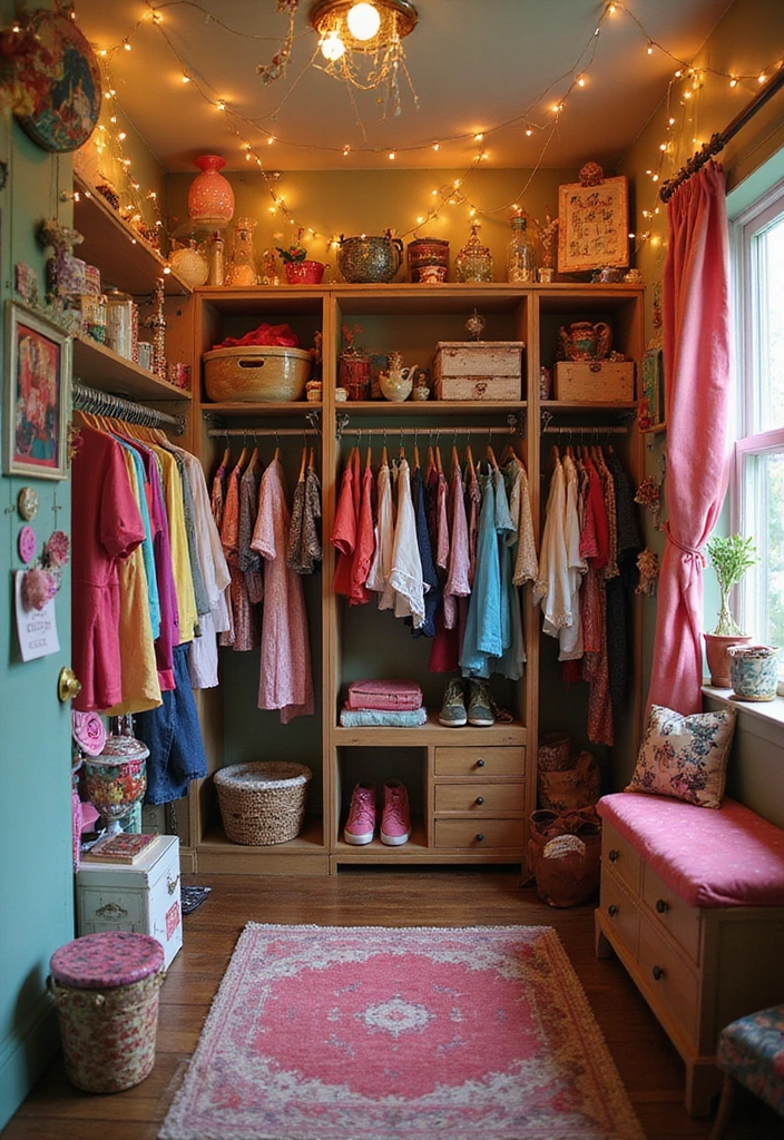 21 Colorful Walk-in Wardrobe Designs That Reflect Your Unique Style! - 17. Whimsical Wonderland