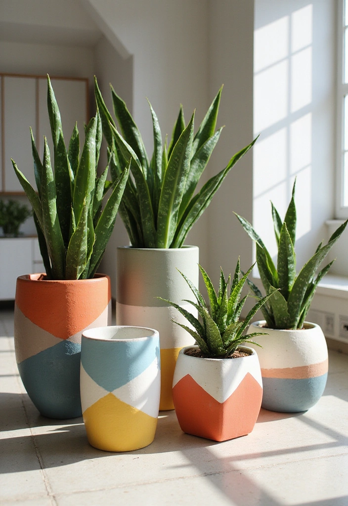 11 Gorgeous Boho Hand-Painted Planters to Spruce Up Your Indoor Jungle (Check Out #6!) - 3. Geometric Glam
