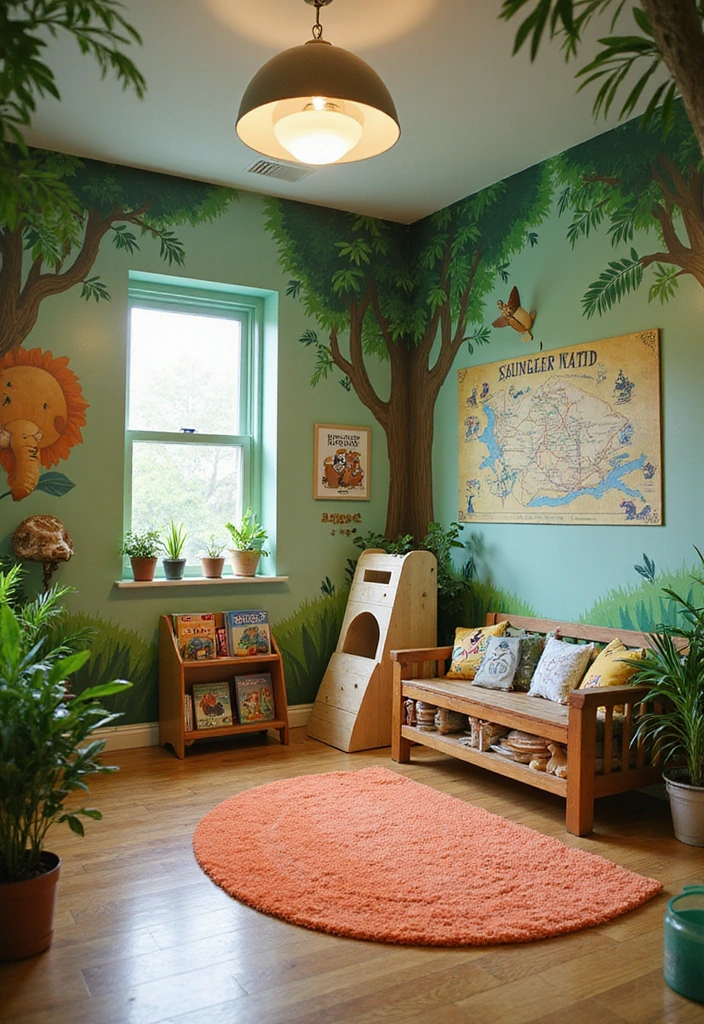 13 Outdoor-Inspired Kids Activity Rooms That Bring the Fun Outside (You’ll Want #3!) - 4. Adventure Jungle Room