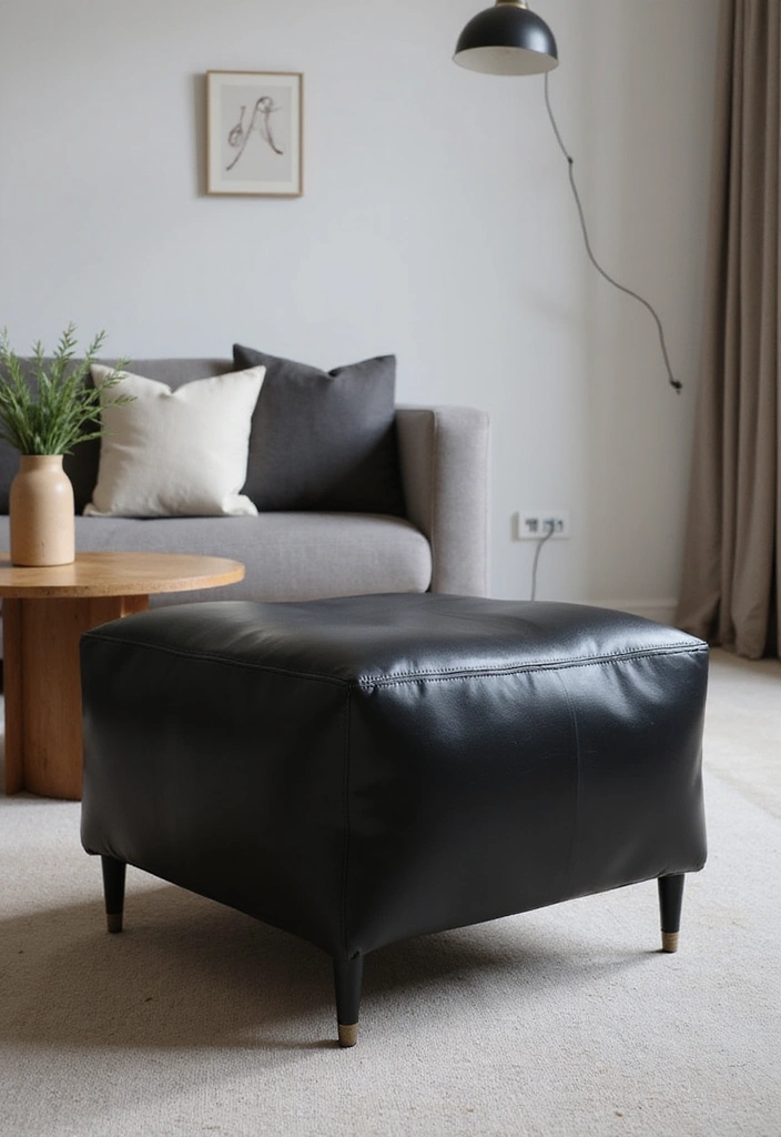 12 Stunning Modern Ottoman Designs That Will Elevate Your Home Decor Game! - 2. Minimalist Leather Ottoman