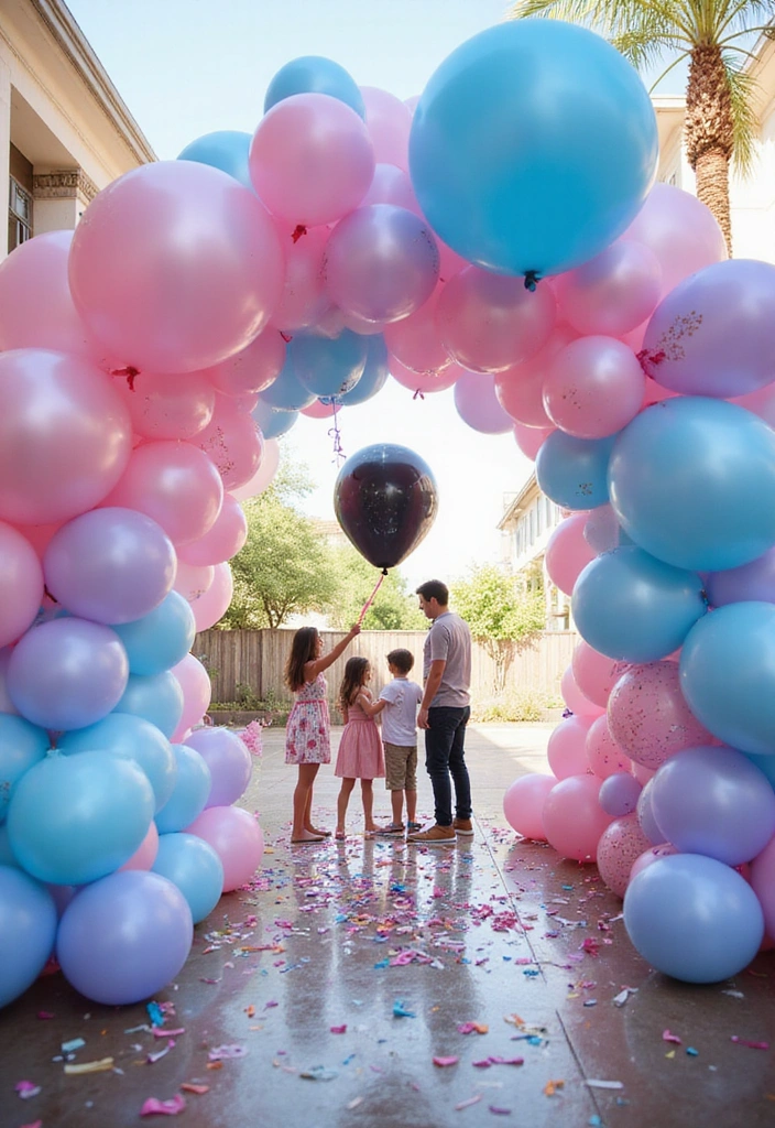 15 Themed Gender Reveal Ideas That Will WOW Your Guests (Don't Miss #10!) - 1. Balloon Bonanza