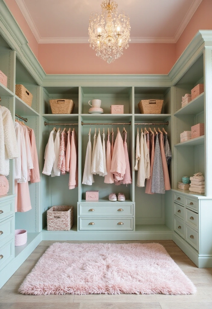 21 Colorful Walk-in Wardrobe Designs That Reflect Your Unique Style! - 2. Pastel Paradise