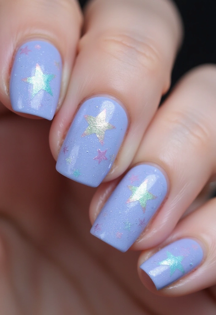 20 Pastel Nail Arts So Cute You’ll Want to Wear Them All Year Round! - 17. Glittery Pastel Stars