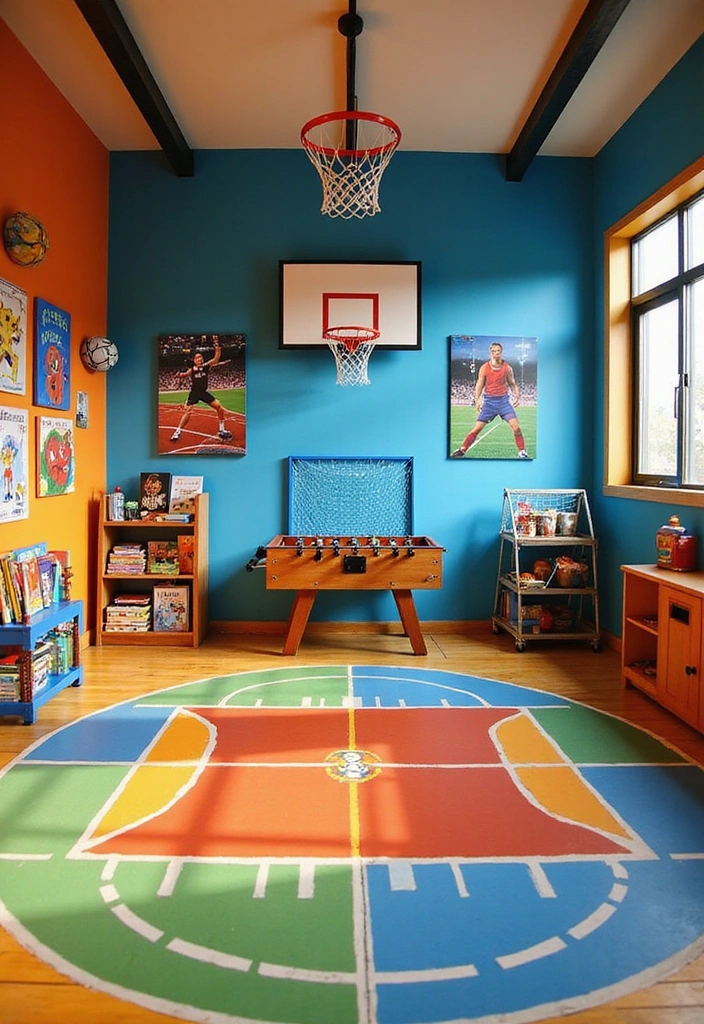 13 Outdoor-Inspired Kids Activity Rooms That Bring the Fun Outside (You’ll Want #3!) - 9. Sports Arena Activity Room