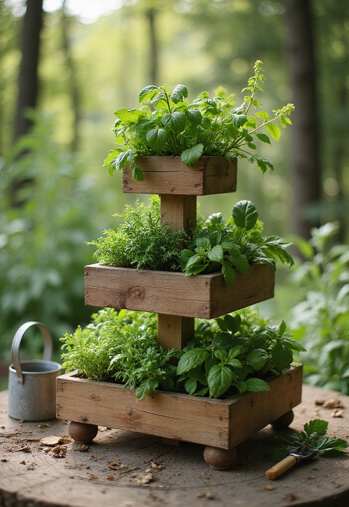 12 Herb Mini Garden Ideas That Will Spice Up Your Cooking Game (#6 Is a Must-Try!) - 4. Tiered Herb Stand