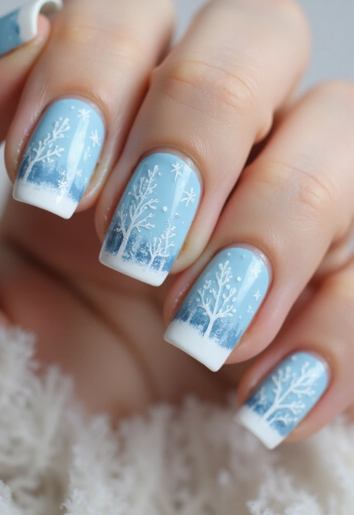 15 Stunning Winter Blue Nail Art Designs That Will Make You Want to Try #7! - 6. Winter Wonderland