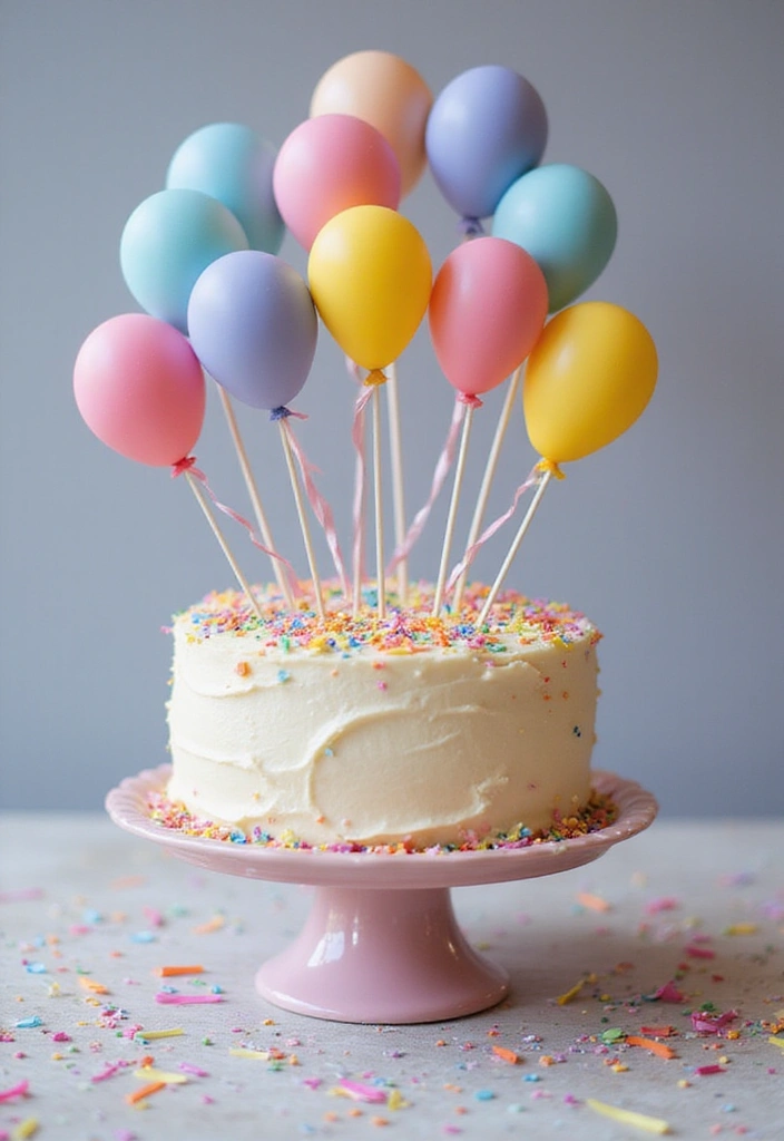 22 Simple Gender Reveal Cake Designs That Deliver Big Surprises! - 4. Fun Balloon Cake