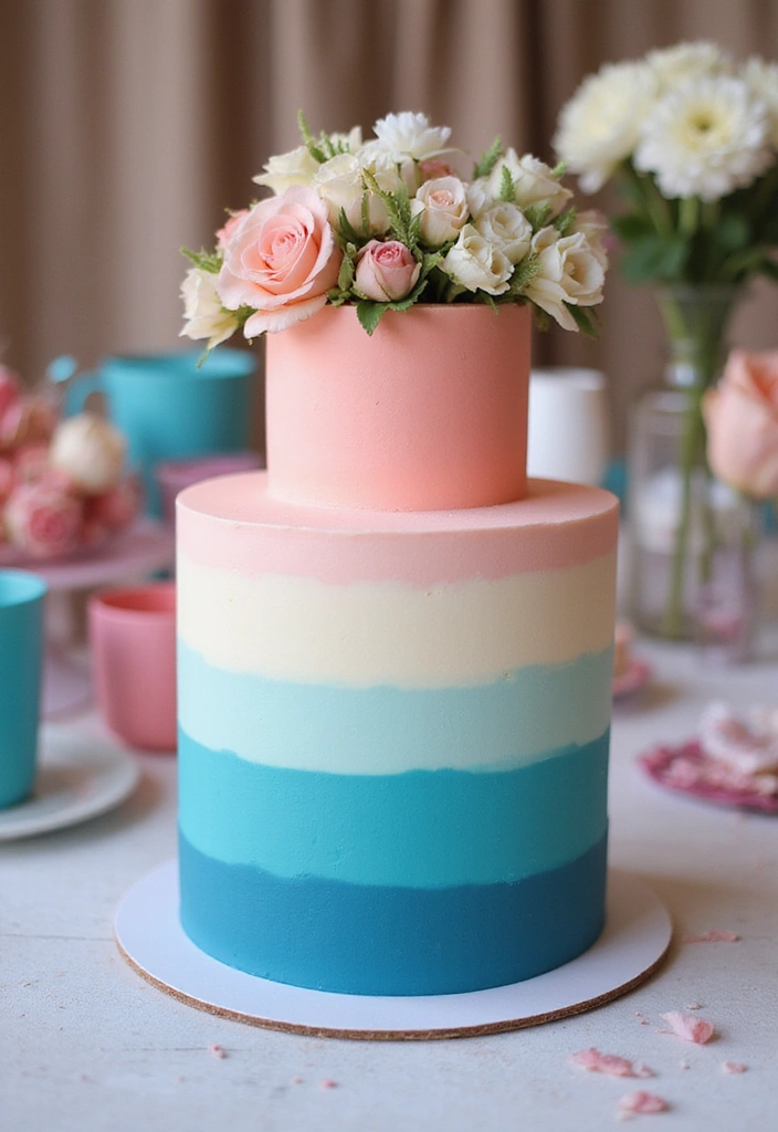 22 Simple Gender Reveal Cake Designs That Deliver Big Surprises! - 2. Simple Ombre Cake