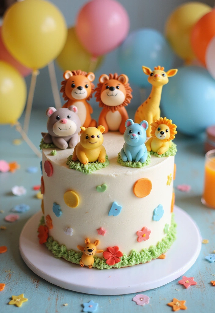 22 Simple Gender Reveal Cake Designs That Deliver Big Surprises! - 3. Whimsical Animal Theme Cake