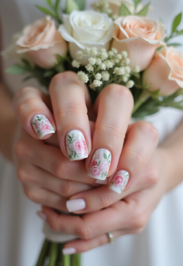 17 Stunning Wedding Nail Art Ideas That'll Leave Everyone in Awe (Wait for #6!) - 1. Floral Elegance