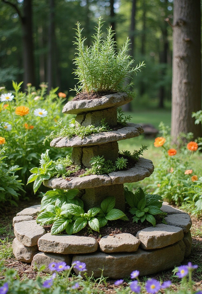 12 Herb Mini Garden Ideas That Will Spice Up Your Cooking Game (#6 Is a Must-Try!) - 6. Herb Spiral Garden (A Must-Try!)