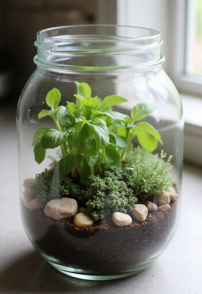 12 Herb Mini Garden Ideas That Will Spice Up Your Cooking Game (#6 Is a Must-Try!) - 10. Terrarium Herb Garden