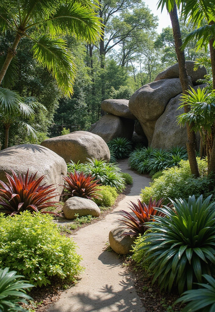 17 Rock Garden Ideas That Are Stunning and Require Minimal Water (You’ll Love #5!) - 14. Tropical Rock Garden