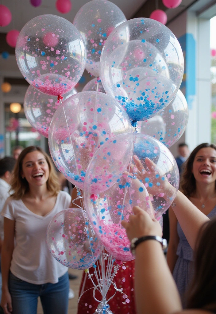 15 Stunning Gender Reveal Balloon Ideas That Will Leave Your Guests in Awe! - 3. Confetti-Filled Balloons