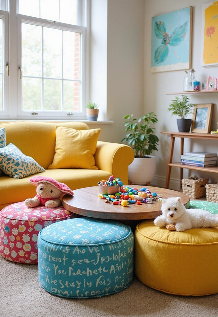 18 Stylish Playroom Storage Ideas That Will Keep Toys Organized and Kids Happy! - 2. Stylish Storage Ottomans