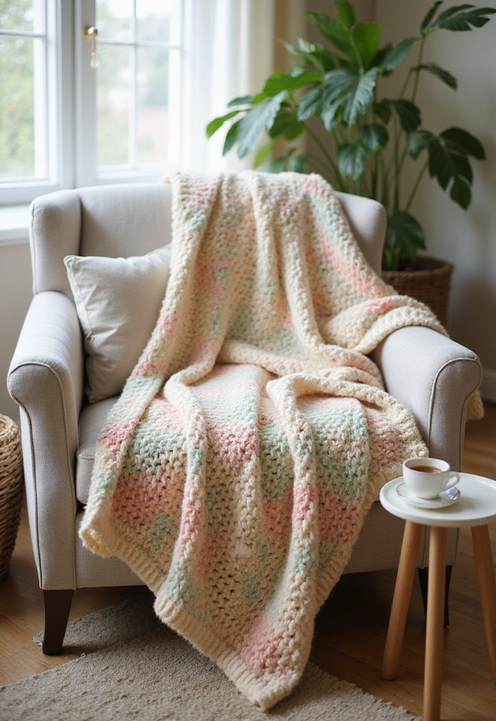 25 Budget-Friendly DIY Home Decor Projects That'll Transform Your Space (You Won't Believe #13!) - 4. Cozy Knitted Throw Blankets