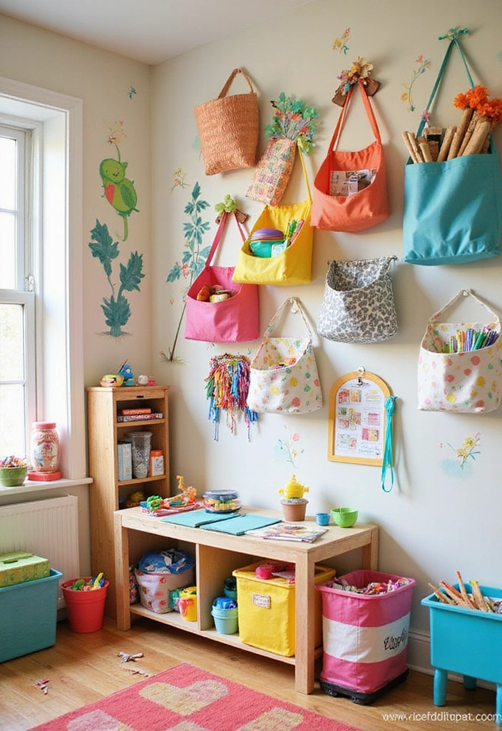 18 Stylish Playroom Storage Ideas That Will Keep Toys Organized and Kids Happy! - 14. Hanging Storage Solutions