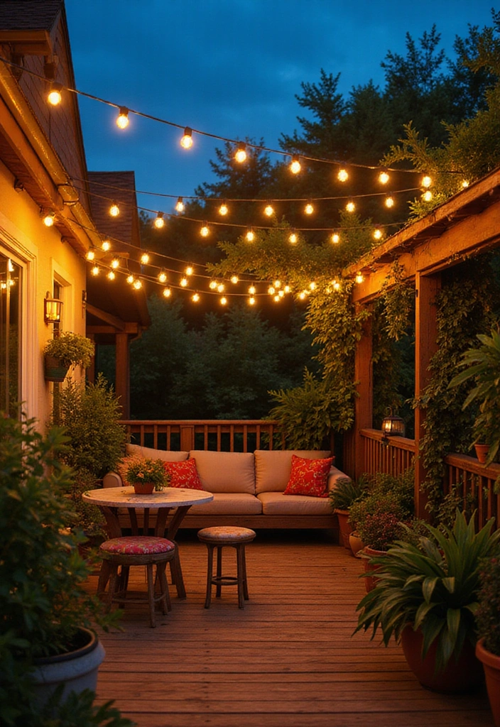 15 Stunning Yellow Balcony Decor Ideas That Will Brighten Your Day! - 3. Sunny Yellow String Lights