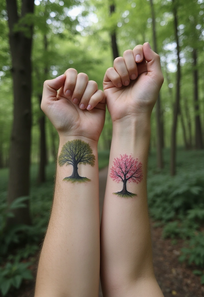 15 Adorable Wrist Couple Tattoos That'll Make You Swoon (You Won't Believe #7!) - 15. Trees