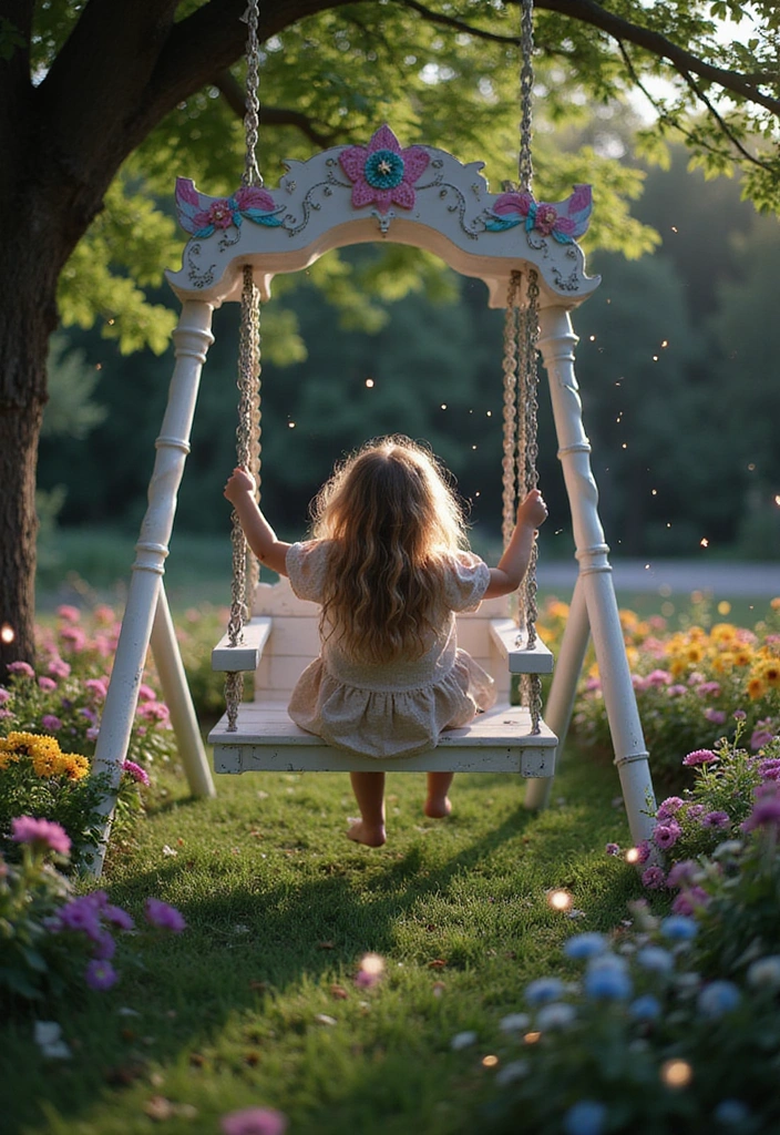 7 Magical Unicorn Swing Chairs Perfect for Your Backyard Oasis (Your Kids Will Love #3!) - 2. Enchanted Garden Unicorn Swing