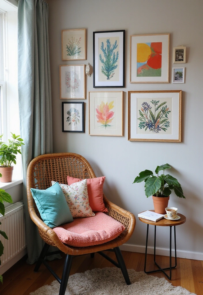 15 Cozy Bedroom Sitting Ideas That'll Make You Never Want to Leave! (Your New Favorite Spot Awaits!) - 14. The Artful Corner