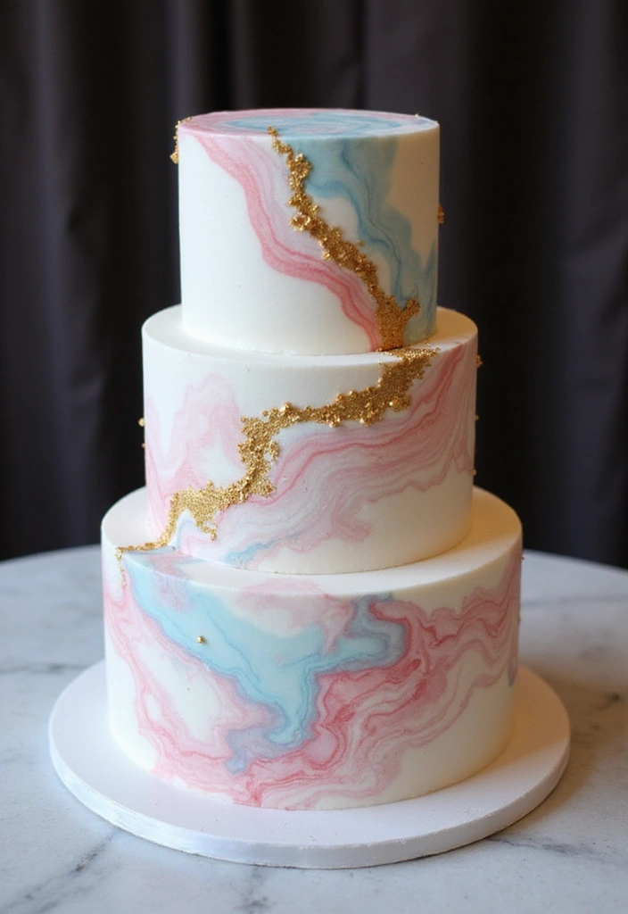 22 Simple Gender Reveal Cake Designs That Deliver Big Surprises! - 6. Elegant Marble Cake