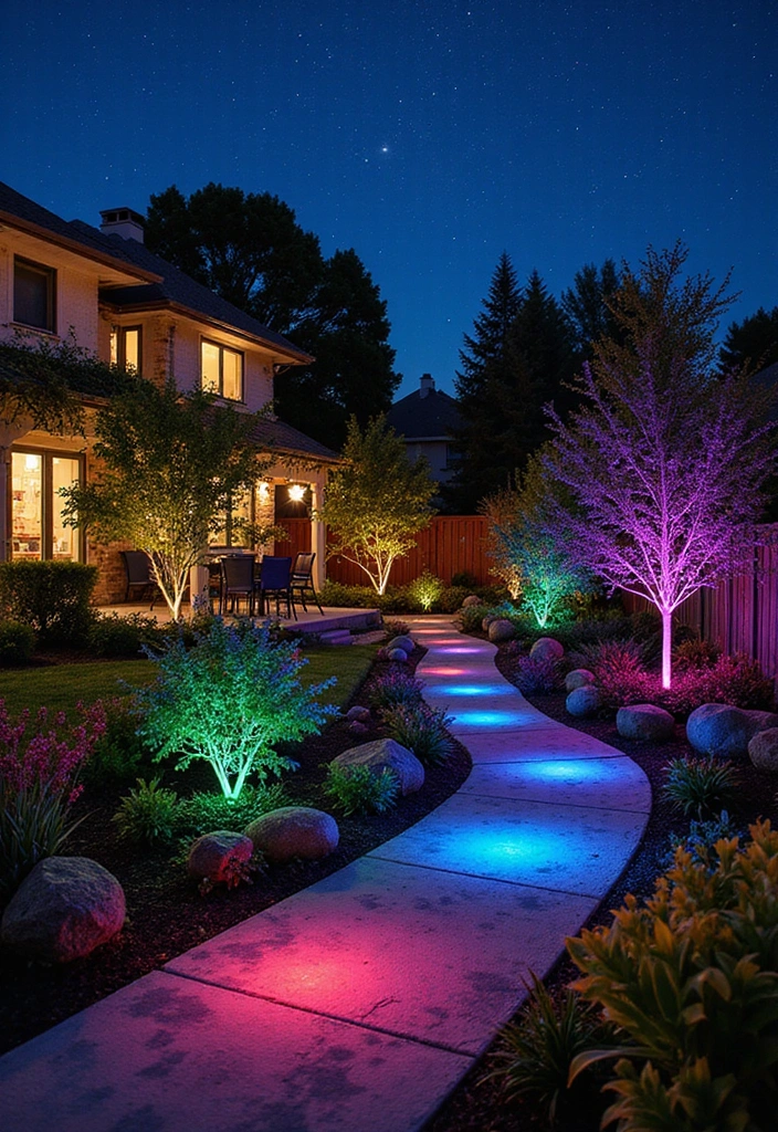 15 Magical Backyard Lighting Ideas That'll Transform Your Evenings Into a Fairytale! - 9. Color-Changing LED Lights