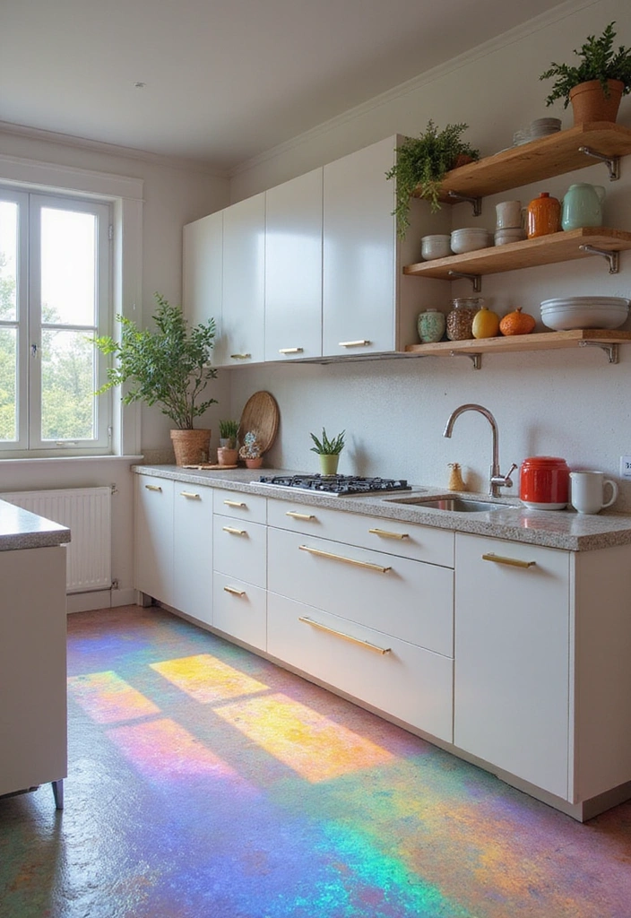 25 Vibrant Colored Countertops That Will Make Your Kitchen Pop (Check Out #15 for a Surprise!) - 15. Surprise: Iridescent Pearl Composite