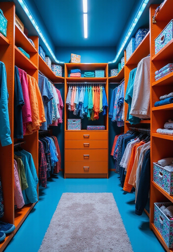 21 Colorful Walk-in Wardrobe Designs That Reflect Your Unique Style! - 3. Bold and Bright