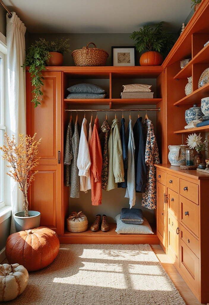 21 Colorful Walk-in Wardrobe Designs That Reflect Your Unique Style! - 21. Seasonal Color Themes