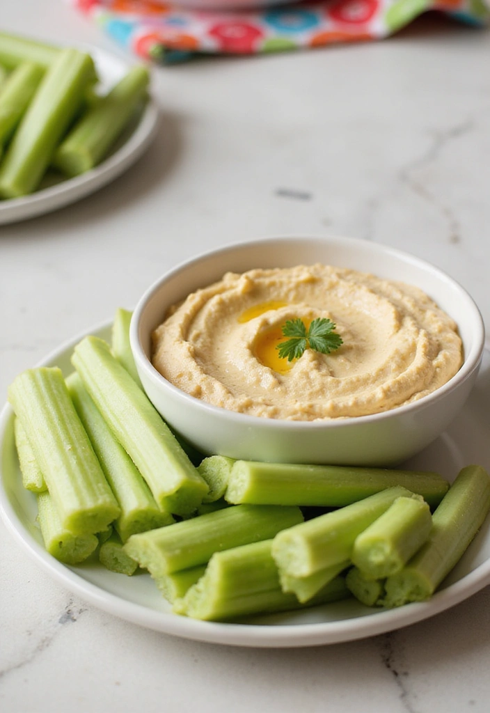12 Weight Loss Snacks You Can Make in 5 Minutes (Healthy and Delicious!) - 6. Celery Sticks with Hummus