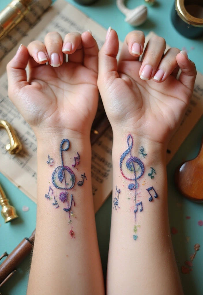 15 Adorable Wrist Couple Tattoos That'll Make You Swoon (You Won't Believe #7!) - 11. Music Notes