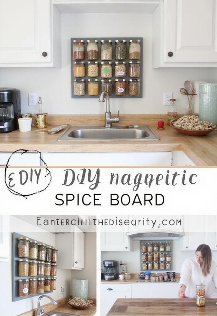 12 Pantry Organization Ideas That Will Make You Want to Cook More (You’ll Be Inspired by #7!) - 11. DIY Magnetic Spice Board