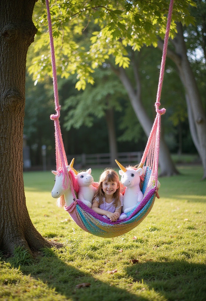 7 Magical Unicorn Swing Chairs Perfect for Your Backyard Oasis (Your Kids Will Love #3!) - 4. Sparkling Unicorn Hammock Swing