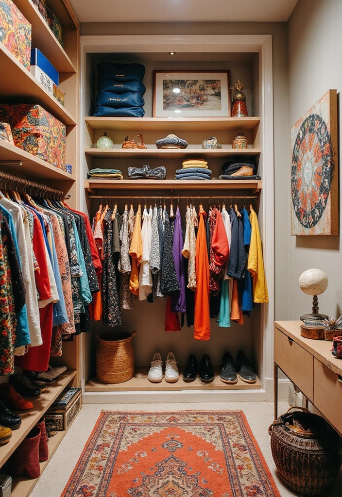 21 Colorful Walk-in Wardrobe Designs That Reflect Your Unique Style! - 10. Artistic Expression