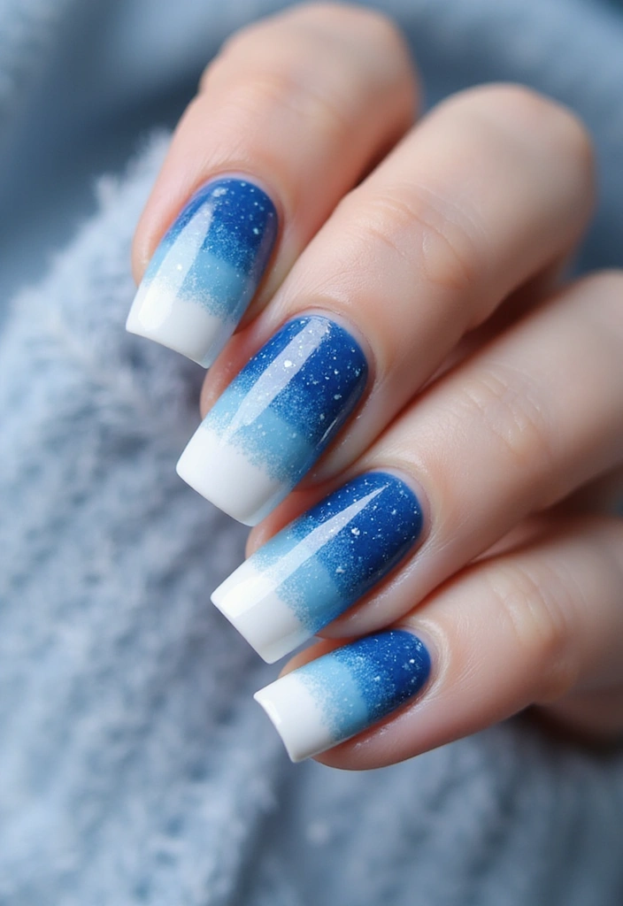 15 Stunning Winter Blue Nail Art Designs That Will Make You Want to Try #7! - 12. Blue Snow Ombre