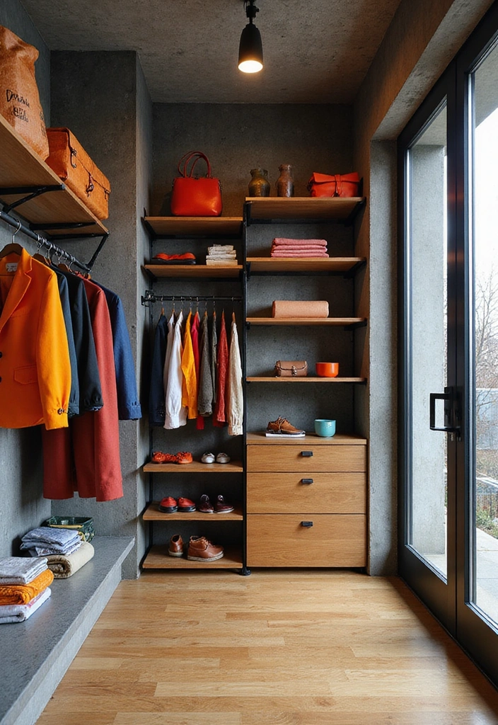 21 Colorful Walk-in Wardrobe Designs That Reflect Your Unique Style! - 18. Urban Chic